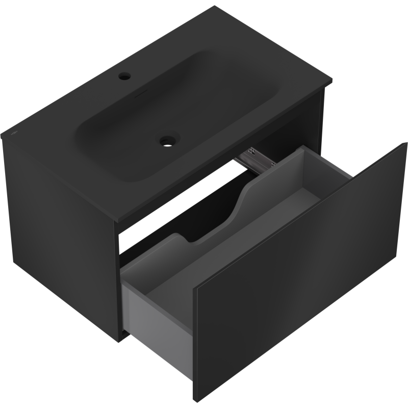 Mexen Orio koupelnová skříňka 80 cm s umyvadlem Vela, 1 zásuvka, černá matná - 91A10-08047-1-BF71-W23M71