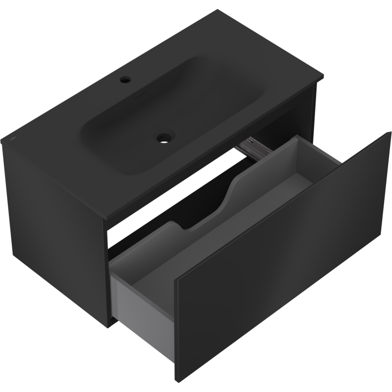 Mexen Orio koupelnová skříňka 90 cm s umyvadlem Vela, 1 zásuvka, černá matná - 91A10-09047-1-BF71-W23M71