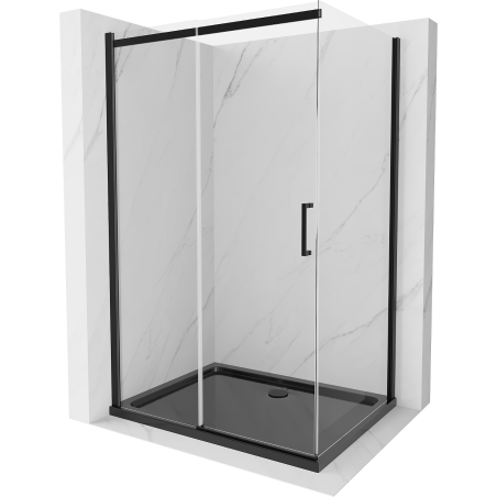 Mexen Omega posuvná sprchová kabina 120 x 80 cm, transparentní, černá + vanička Flat, černá - 825-120-080-70-00-4070B