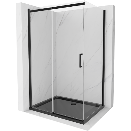 Mexen Omega posuvná sprchová kabina 120 x 90 cm, transparentní, černá + vanička Flat, černá - 825-120-090-70-00-4070B