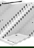 Mexen Omega posuvná sprchová kabina 100 x 100 cm, transparentní, černá + Flat sprchová vanička, bílá - 825-100-100-70-00-4010B