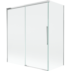 Mexen Rox vanová zástěna, dvoudílná rozkládací 140 + 70 x 150 cm, transparentní, chrom - 8C9-140-070-01-00