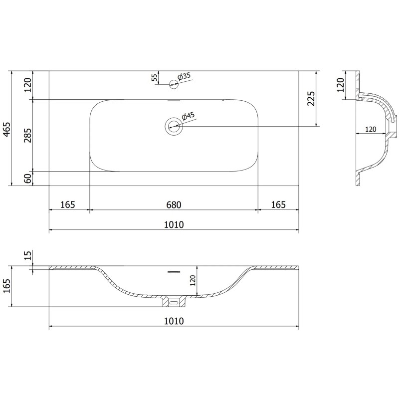 Mexen Orio skříňka do koupelny 100 cm s umyvadlem Vela, 1 zásuvka, šedá mat/bílá mat - 91A10-10047-1-BF62-W23M01