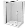Mexen Omega posuvná sprchová kabina 130 x 90 cm, transparentní, černá + vanička Flat, bílá - 825-130-090-70-00-4010B