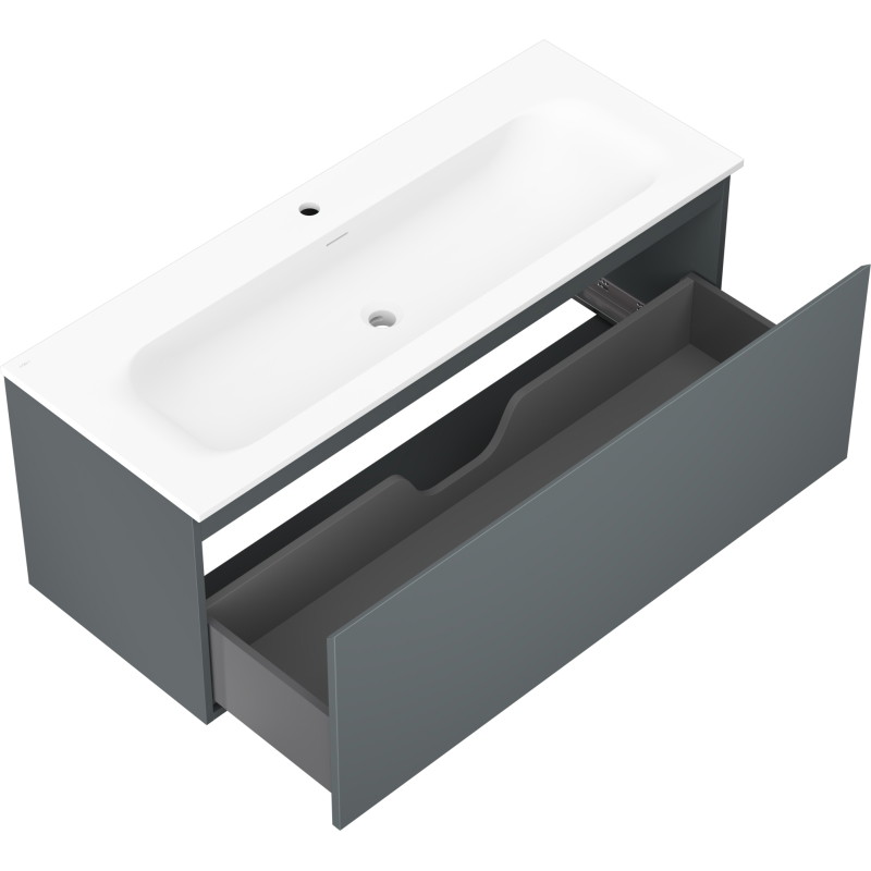 Mexen Orio koupelnová skříňka 120 cm s umyvadlem Vela, 1 zásuvka, grafit mat/bílá mat - 91A10-12047-1-BF66-W23M01