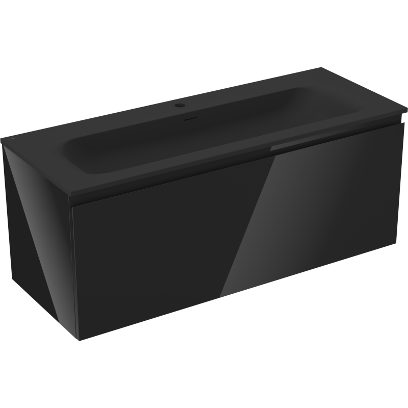 Mexen Orio koupelnová skříňka 120 cm s umyvadlem Vela, 1 zásuvka, černý lesk/černý mat - 91A10-12047-1-BF70-W23M71