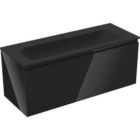 Mexen Orio koupelnová skříňka 120 cm s umyvadlem Vela, 1 zásuvka, černý lesk/černý mat - 91A10-12047-1-BF70-W23M71
