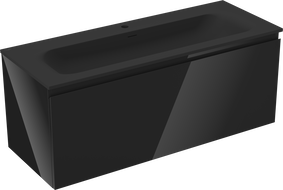 Mexen Orio koupelnová skříňka 120 cm s umyvadlem Vela, 1 zásuvka, černý lesk/černý mat - 91A10-12047-1-BF70-W23M71