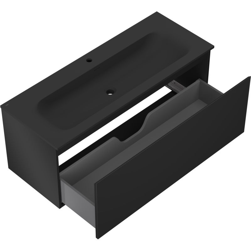 Mexen Orio koupelnová skříňka 120 cm s umyvadlem Vela, 1 zásuvka, černá matná - 91A10-12047-1-BF71-W23M71