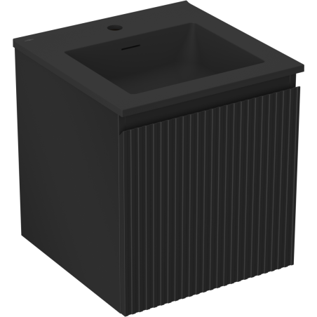 Mexen Rivel koupelnová skříňka 45 cm s umyvadlem Otis, 1 zásuvka, drážkovaná, černý mat - 91A20-04547-1-BF71-W18M71