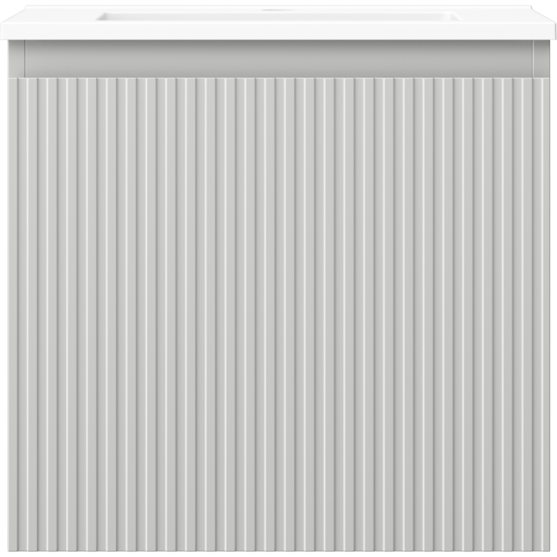 Mexen Rivel koupelnová skříňka 50 cm s umyvadlem Otis, 1 zásuvka, drážkovaná, šedá mat/bílá mat - 91A20-05047-1-BF62-W18M01