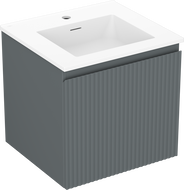 Mexen Rivel koupelnová skříňka 50 cm s umyvadlem Otis, 1 zásuvka, rýhovaná, grafit mat/bílá mat