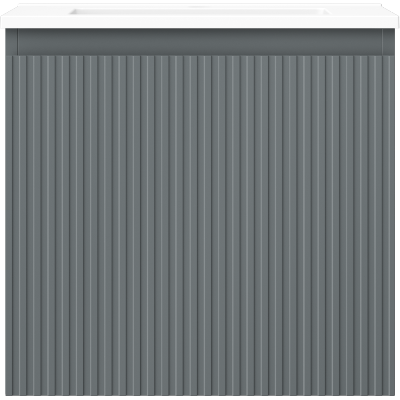 Mexen Rivel koupelnová skříňka 50 cm s umyvadlem Otis, 1 zásuvka, rýhovaná, grafit mat/bílá mat
