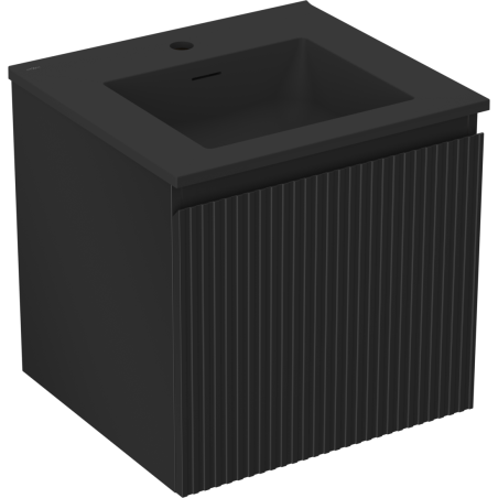Mexen Rivel koupelnová skříňka 50 cm s umyvadlem Otis, 1 zásuvka, drážkovaná, černá mat - 91A20-05047-1-BF71-W18M71