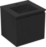 Mexen Rivel koupelnová skříňka 50 cm s umyvadlem Otis, 1 zásuvka, drážkovaná, černá mat - 91A20-05047-1-BF71-W18M71