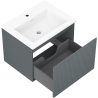 Mexen Rivel koupelnová skříňka 60 cm s umyvadlem Otis, 1 zásuvka, drážkovaná, grafit mat/bílá mat - 91A20-06047-1-BF66-W18M01