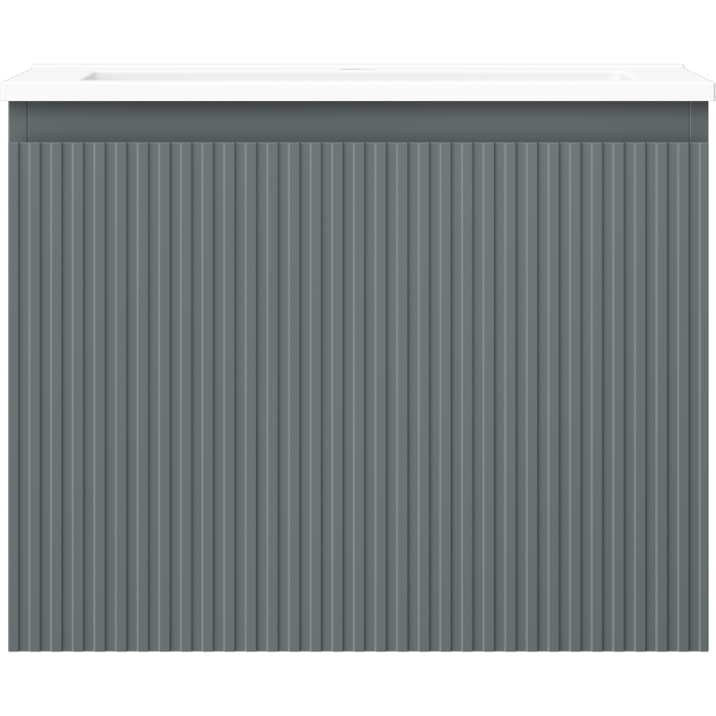 Mexen Rivel koupelnová skříňka 60 cm s umyvadlem Otis, 1 zásuvka, drážkovaná, grafit mat/bílá mat - 91A20-06047-1-BF66-W18M01