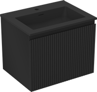 Mexen Rivel koupelnová skříňka 60 cm s umyvadlem Otis, 1 zásuvka, drážkovaná, černá mat - 91A20-06047-1-BF71-W18M71