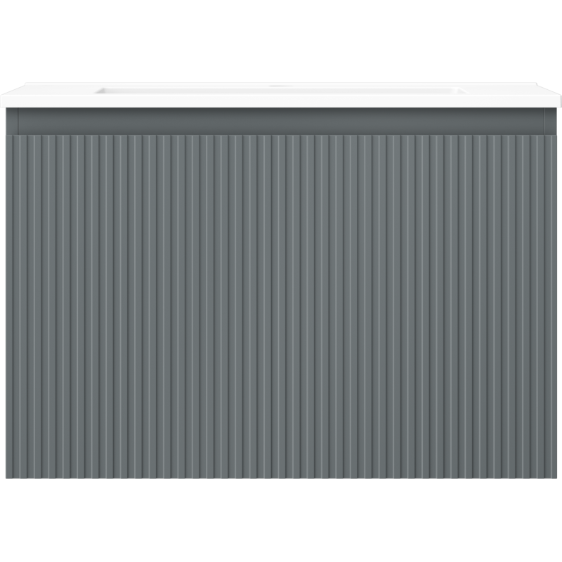 Mexen Rivel koupelnová skříňka 70 cm s umyvadlem Otis, 1 zásuvka, drážkovaná, grafit mat/bílá mat - 91A20-07047-1-BF66-W18M01