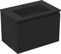 Mexen Rivel koupelnová skříňka 70 cm s umyvadlem Otis, 1 zásuvka, žebrovaná, černá matná - 91A20-07047-1-BF71-W18M71