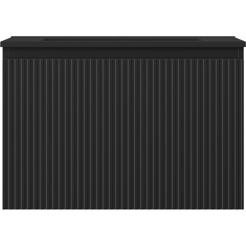 Mexen Rivel koupelnová skříňka 70 cm s umyvadlem Otis, 1 zásuvka, žebrovaná, černá matná - 91A20-07047-1-BF71-W18M71