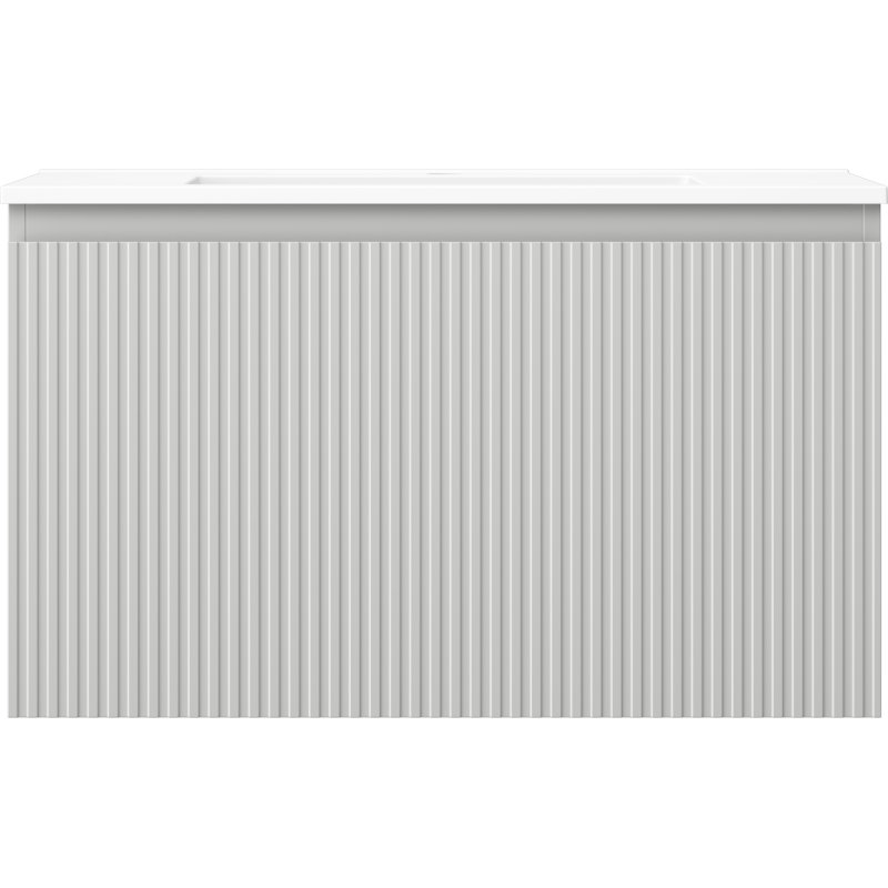 Mexen Rivel koupelnová skříňka 80 cm s umyvadlem Otis, 1 zásuvka, drážkovaná, šedá mat/bílá mat - 91A20-08047-1-BF62-W18M01