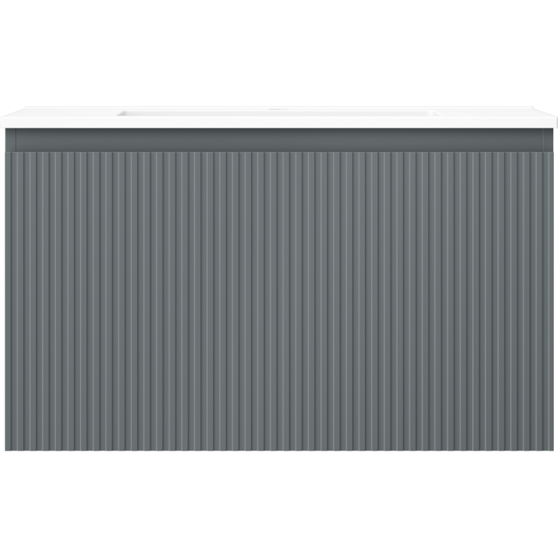 Mexen Rivel koupelnová skříňka 80 cm s umyvadlem Otis, 1 zásuvka, drážkovaná, grafit mat/bílá mat - 91A20-08047-1-BF66-W18M01