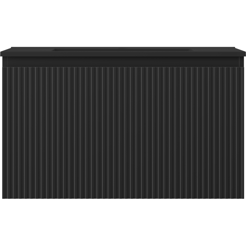 Mexen Rivel koupelnová skříňka 80 cm s umyvadlem Otis, 1 zásuvka, rýhovaná, černá mat - 91A20-08047-1-BF71-W18M71