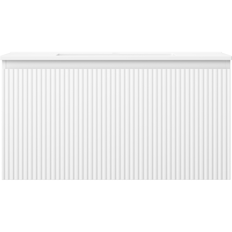 Mexen Rivel koupelnová skříňka 90 cm s umyvadlem Otis, 1 zásuvka, drážkovaná, bílá matná - 91A20-09047-1-BF01-W18M01