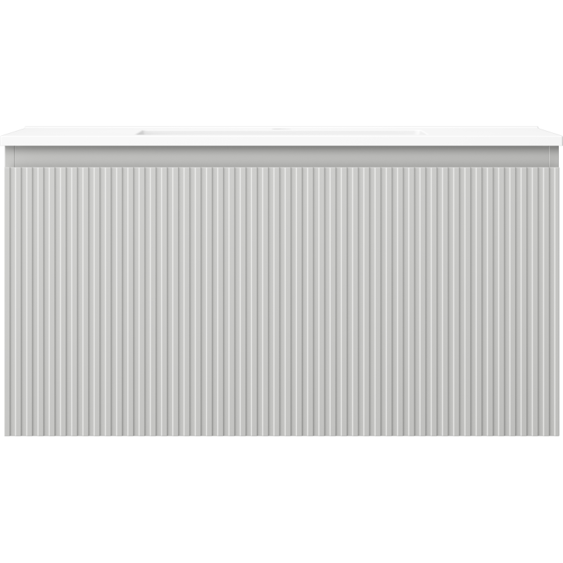 Mexen Rivel koupelnová skříňka 90 cm s umyvadlem Otis, 1 zásuvka, drážkovaná, šedá mat/bílá mat - 91A20-09047-1-BF62-W18M01