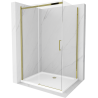 Mexen Omega sprchový kout posuvný 110 x 90 cm, transparentní, zlatý + sprchová vanička Flat - 825-110-090-50-00-4010