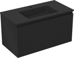 Mexen Rivel koupelnová skříňka 90 cm s umyvadlem Otis, 1 zásuvka, vroubkovaná, černý mat - 91A20-09047-1-BF71-W18M71