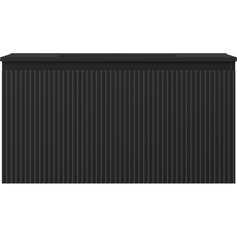 Mexen Rivel koupelnová skříňka 90 cm s umyvadlem Otis, 1 zásuvka, vroubkovaná, černý mat - 91A20-09047-1-BF71-W18M71