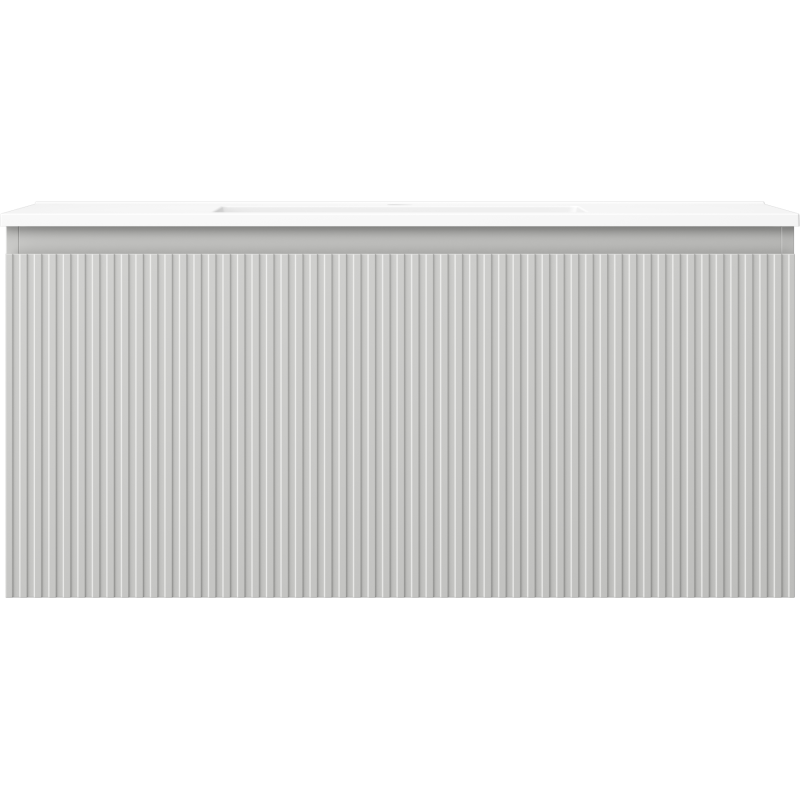 Mexen Rivel koupelnová skříňka 100 cm s umyvadlem Otis, 1 zásuvka, drážkovaná, šedá matná/bílá matná