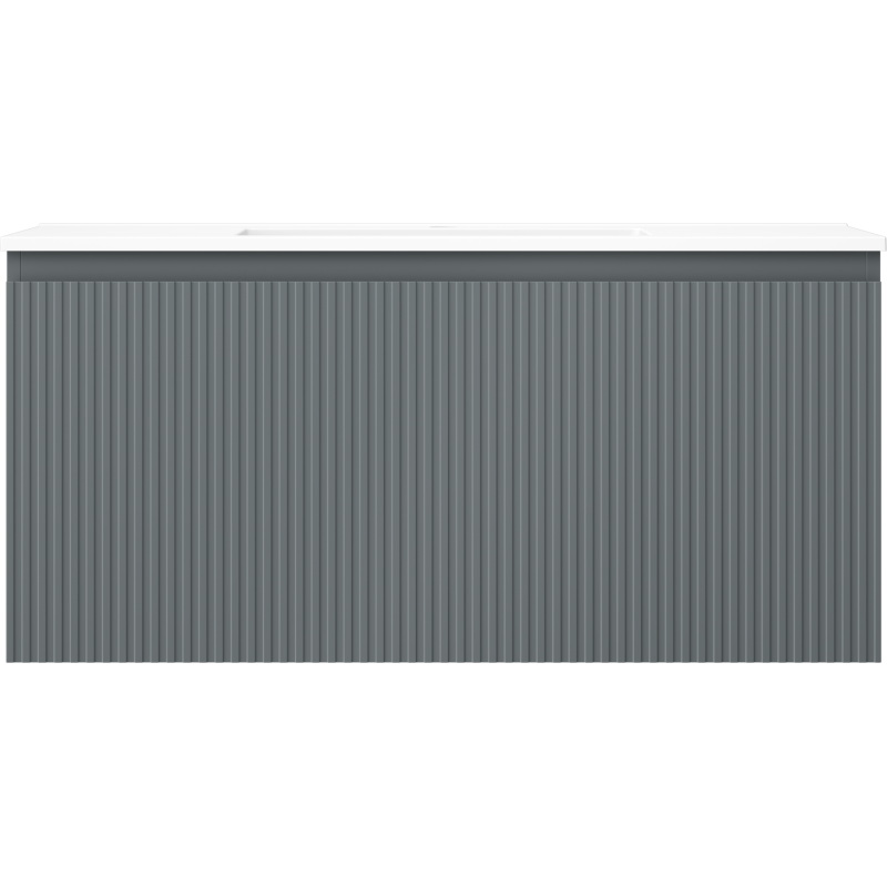 Mexen Rivel koupelnová skříňka 100 cm s umyvadlem Otis, 1 zásuvka, rýhovaná, grafit mat/bílá mat - 91A20-10047-1-BF66-W18M01