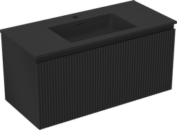 Mexen Rivel koupelnová skříňka 100 cm s umyvadlem Otis, 1 zásuvka, drážkovaná, černý mat - 91A20-10047-1-BF71-W18M71