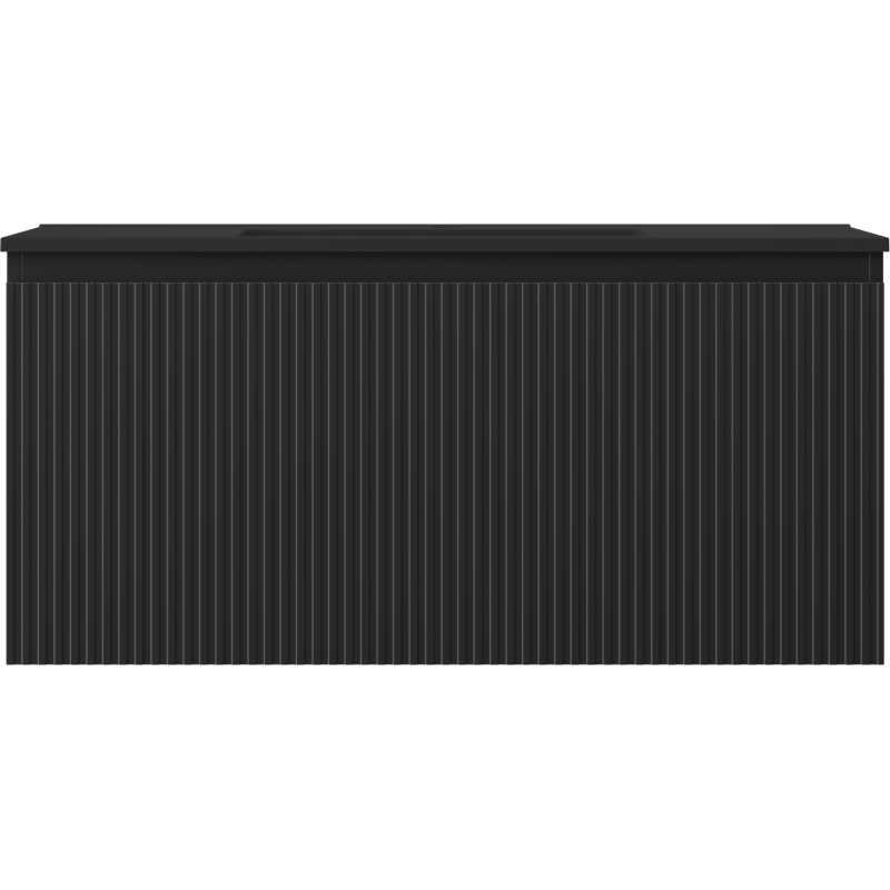 Mexen Rivel koupelnová skříňka 100 cm s umyvadlem Otis, 1 zásuvka, drážkovaná, černý mat - 91A20-10047-1-BF71-W18M71