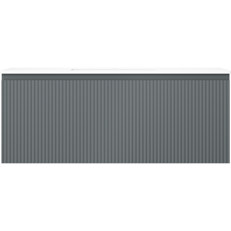 Mexen Rivel koupelnová skříňka 120 cm s umyvadlem Otis, 1 zásuvka, vroubkovaná, grafit mat/bílá mat -