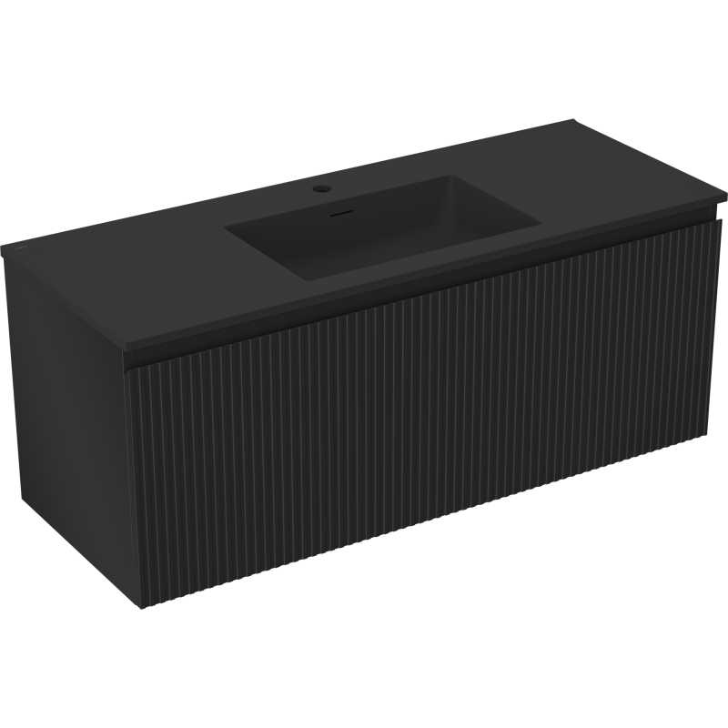 Mexen Rivel koupelnová skříňka 120 cm s umyvadlem Otis, 1 zásuvka, drážkovaná, černý mat - 91A20-12047-1-BF71-W18M71