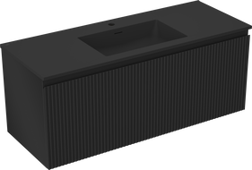 Mexen Rivel koupelnová skříňka 120 cm s umyvadlem Otis, 1 zásuvka, drážkovaná, černý mat - 91A20-12047-1-BF71-W18M71