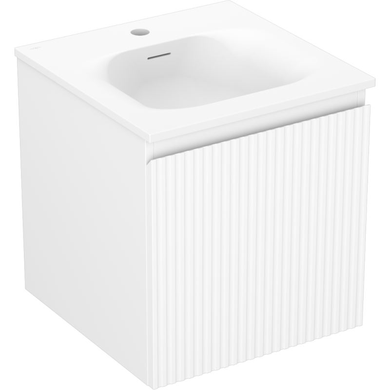 Mexen Rivel koupelnová skříňka 45 cm s umyvadlem Vela, 1 zásuvka, drážkovaná, bílá matná - 91A20-04547-1-BF01-W23M01