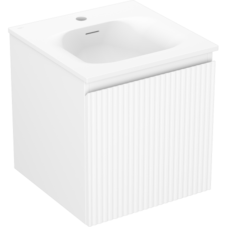 Mexen Rivel koupelnová skříňka 45 cm s umyvadlem Vela, 1 zásuvka, drážkovaná, bílá matná - 91A20-04547-1-BF01-W23M01