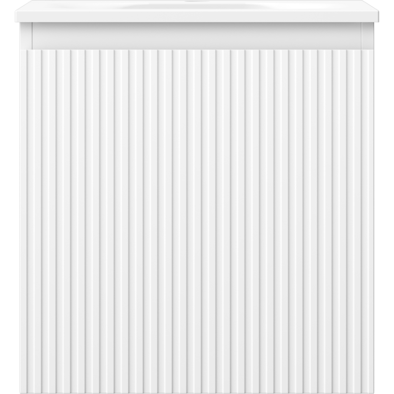 Mexen Rivel koupelnová skříňka 45 cm s umyvadlem Vela, 1 zásuvka, drážkovaná, bílá matná - 91A20-04547-1-BF01-W23M01