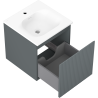 Mexen Rivel koupelnová skříňka 45 cm s umyvadlem Vela, 1 zásuvka, drážkovaná, grafit mat/bílá mat - 91A20-04547-1-BF66-W23M01
