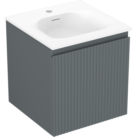 Mexen Rivel koupelnová skříňka 45 cm s umyvadlem Vela, 1 zásuvka, drážkovaná, grafit mat/bílá mat - 91A20-04547-1-BF66-W23M01