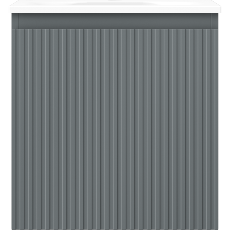 Mexen Rivel koupelnová skříňka 45 cm s umyvadlem Vela, 1 zásuvka, drážkovaná, grafit mat/bílá mat - 91A20-04547-1-BF66-W23M01
