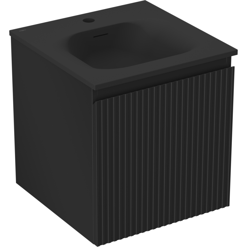 Mexen Rivel koupelnová skříňka 45 cm s umyvadlem Vela, 1 zásuvka, drážkovaná, černá mat - 91A20-04547-1-BF71-W23M71