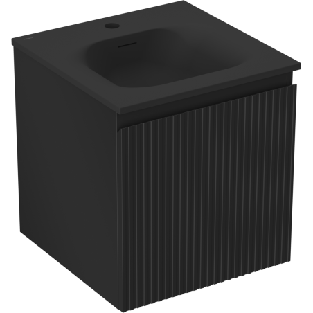 Mexen Rivel koupelnová skříňka 45 cm s umyvadlem Vela, 1 zásuvka, drážkovaná, černá mat - 91A20-04547-1-BF71-W23M71