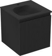 Mexen Rivel koupelnová skříňka 45 cm s umyvadlem Vela, 1 zásuvka, drážkovaná, černá mat - 91A20-04547-1-BF71-W23M71