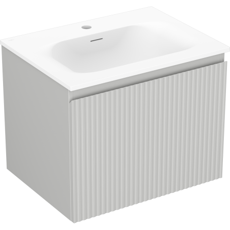 Mexen Rivel koupelnová skříňka 60 cm s umyvadlem Vela, 1 zásuvka, drážkovaná, šedá mat/bílá mat - 91A20-06047-1-BF62-W23M01